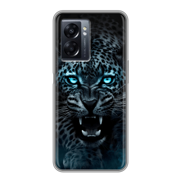 Силиконовый чехол на OPPO A57 5G с принтом Темный леопард Силиконовый чехол на OPPO A57 5G с принтом Темный леопард