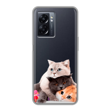 Силиконовый чехол на OPPO A57 5G с принтом Кошки Силиконовый чехол на OPPO A57 5G с принтом Кошки