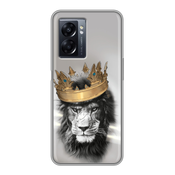 Силиконовый чехол на OPPO A57 5G с принтом Лев с короной Силиконовый чехол на OPPO A57 5G с принтом Лев с короной