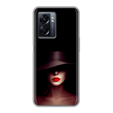 Силиконовый чехол на OPPO A57 5G с принтом Девушка в шляпе Силиконовый чехол на OPPO A57 5G с принтом Девушка в шляпе