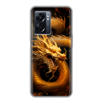 Силиконовый чехол на OPPO A57 5G с принтом Золотой дракон Силиконовый чехол на OPPO A57 5G с принтом Золотой дракон