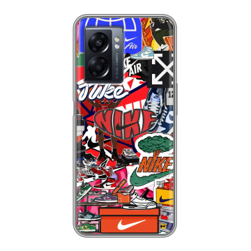 Силиконовый чехол на OPPO A57 5G с принтом Найк Nike яркий Силиконовый чехол на OPPO A57 5G с принтом Найк Nike яркий