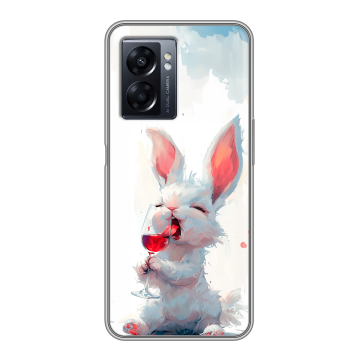Силиконовый чехол на OPPO A57 5G с принтом кролик зайчик Силиконовый чехол на OPPO A57 5G с принтом кролик зайчик