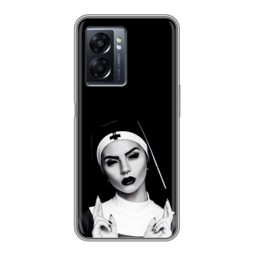 Силиконовый чехол на OPPO A57 5G с принтом монашка Силиконовый чехол на OPPO A57 5G с принтом монашка