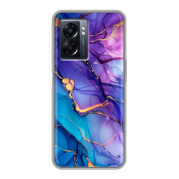 Силиконовый чехол на OPPO A57 5G с принтом синий мрамор Силиконовый чехол на OPPO A57 5G с принтом синий мрамор