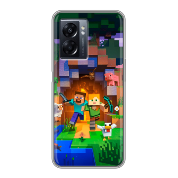 Силиконовый чехол на OPPO A57 5G с принтом Майнкрафт Minecraft Силиконовый чехол на OPPO A57 5G с принтом Майнкрафт Minecraft