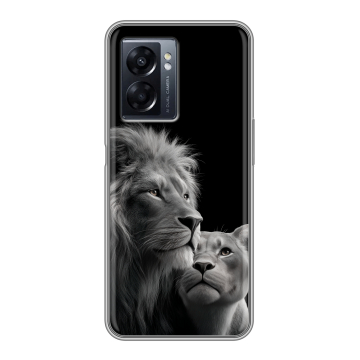 Силиконовый чехол на OPPO A57 5G с принтом Лев кошки