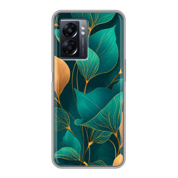 Силиконовый чехол на OPPO A57 5G с принтом Листья и золото