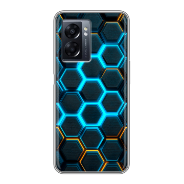 Силиконовый чехол на OPPO A57 5G с принтом Неоновые соты