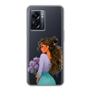 Силиконовый чехол на OPPO A57 5G с принтом девушка цветы