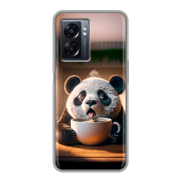 Силиконовый чехол на OPPO A57 5G с принтом смешная панда Силиконовый чехол на OPPO A57 5G с принтом смешная панда