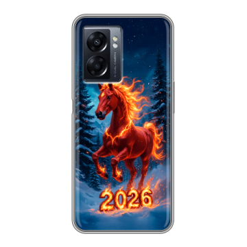 Силиконовый чехол на OPPO A57 5G с принтом Новый год коня