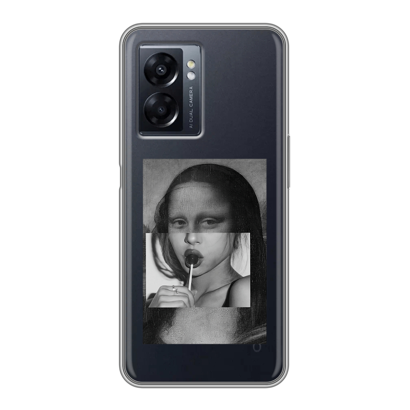 Силиконовый чехол на OPPO A57 5G с принтом Мона Лиза Силиконовый чехол на OPPO A57 5G с принтом Мона Лиза