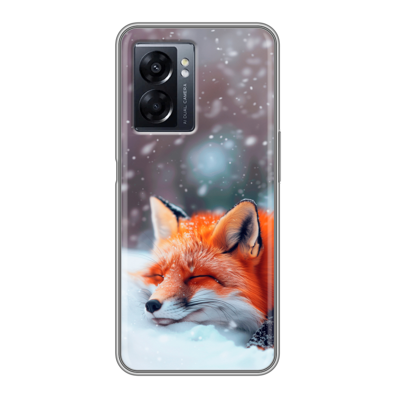 Силиконовый чехол на OPPO A57 5G с принтом лиса Силиконовый чехол на OPPO A57 5G с принтом лиса