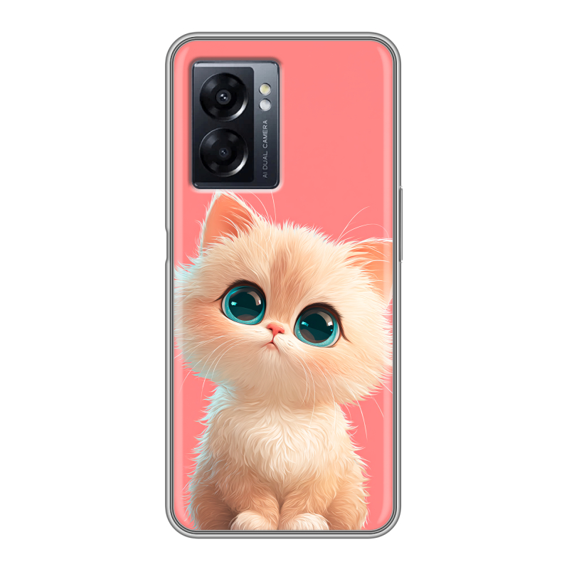 Силиконовый чехол на OPPO A57 5G с принтом Розовый котенок Силиконовый чехол на OPPO A57 5G с принтом Розовый котенок