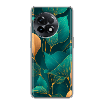Силиконовый чехол на OnePlus 11R с принтом Листья и золото Силиконовый чехол на OnePlus 11R с принтом Листья и золото