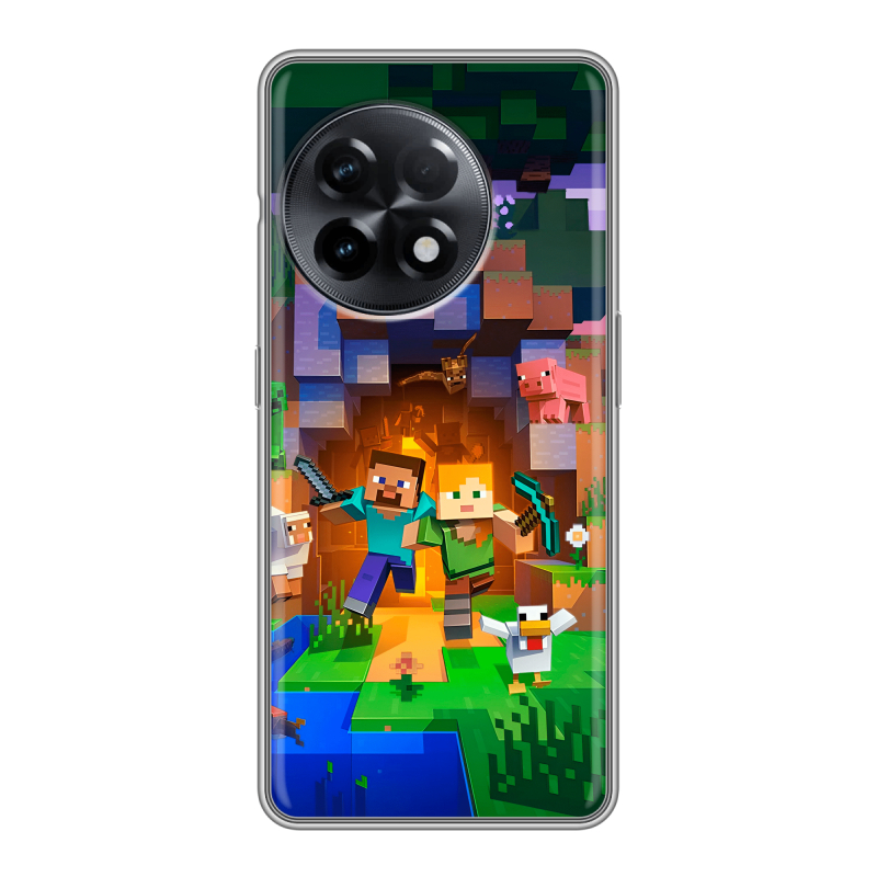 Силиконовый чехол на OnePlus 11R с принтом Майнкрафт Minecraft Силиконовый чехол на OnePlus 11R с принтом Майнкрафт Minecraft