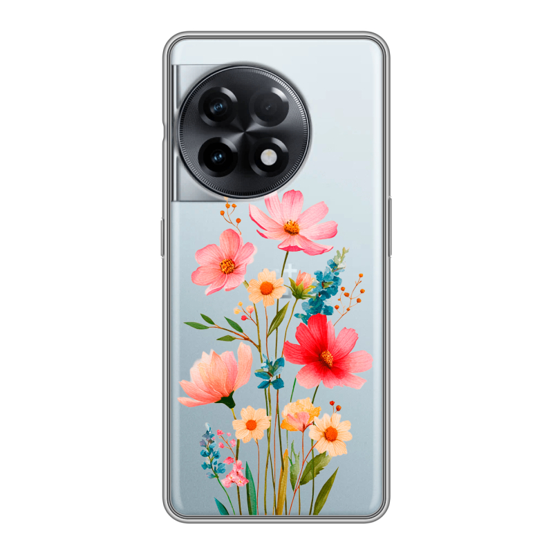 Силиконовый чехол на OnePlus 11R с принтом Цветы Силиконовый чехол на OnePlus 11R с принтом Цветы