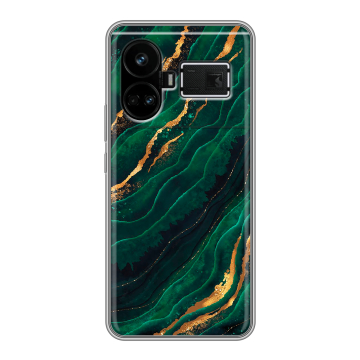 Силиконовый чехол на Realme GT5 с принтом Мрамор зеленое золото Силиконовый чехол на Realme GT5 с принтом Мрамор зеленое золото