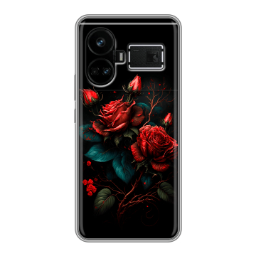 Силиконовый чехол на Realme GT5 с принтом Розы красные Силиконовый чехол на Realme GT5 с принтом Розы красные