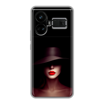 Силиконовый чехол на Realme GT5 с принтом Девушка в шляпе Силиконовый чехол на Realme GT5 с принтом Девушка в шляпе