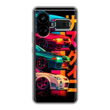 Силиконовый чехол на Realme GT5 с принтом Гоночные машины Силиконовый чехол на Realme GT5 с принтом Гоночные машины