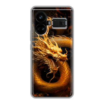 Силиконовый чехол на Realme GT5 с принтом Золотой дракон Силиконовый чехол на Realme GT5 с принтом Золотой дракон