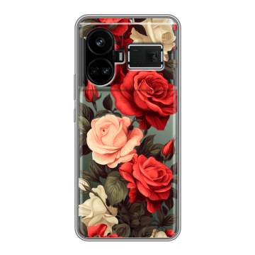 Силиконовый чехол на Realme GT5 с принтом Розы Силиконовый чехол на Realme GT5 с принтом Розы