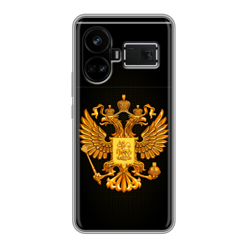 Силиконовый чехол на Realme GT5 с принтом Герб России желтый Силиконовый чехол на Realme GT5 с принтом Герб России желтый