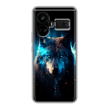 Силиконовый чехол на Realme GT5 с принтом Волк ночной