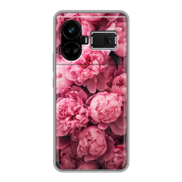 Силиконовый чехол на Realme GT5 с принтом цветы пионы Силиконовый чехол на Realme GT5 с принтом цветы пионы