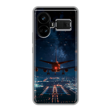 Силиконовый чехол на Realme GT5 с принтом самолет Силиконовый чехол на Realme GT5 с принтом самолет