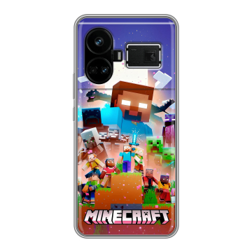 Силиконовый чехол на Realme GT5 с принтом Майнкрафт Minecraft Силиконовый чехол на Realme GT5 с принтом Майнкрафт Minecraft