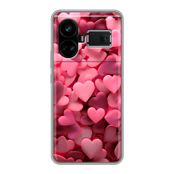 Силиконовый чехол на Realme GT5 с принтом розовые сердечки Силиконовый чехол на Realme GT5 с принтом розовые сердечки
