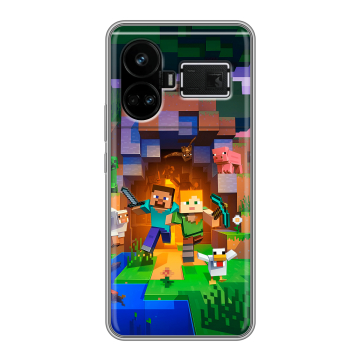 Силиконовый чехол на Realme GT5 с принтом Майнкрафт Minecraft Силиконовый чехол на Realme GT5 с принтом Майнкрафт Minecraft