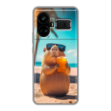 Силиконовый чехол на Realme GT5 с принтом Капибара
