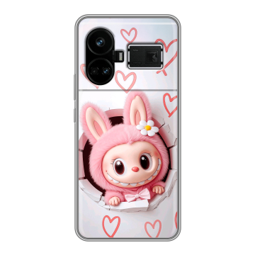 Силиконовый чехол на Realme GT5 с принтом Labubu Лабубу