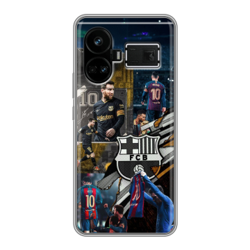 Силиконовый чехол на Realme GT5 с принтом Messi Barcelona Силиконовый чехол на Realme GT5 с принтом Messi Barcelona