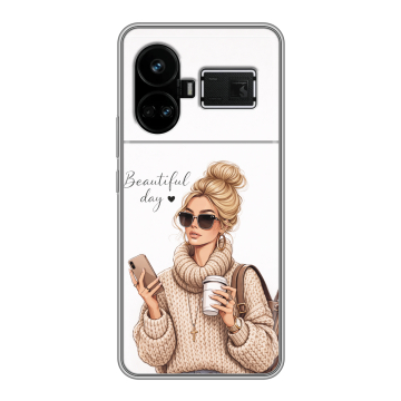 Силиконовый чехол на Realme GT5 с принтом женский Силиконовый чехол на Realme GT5 с принтом женский