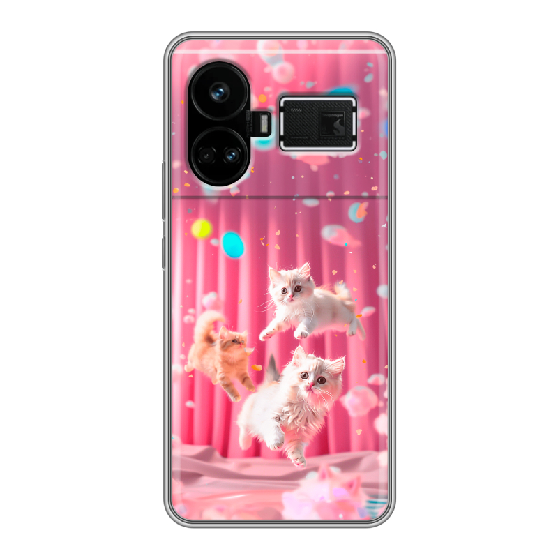 Силиконовый чехол на Realme GT5 с принтом милые котики Силиконовый чехол на Realme GT5 с принтом милые котики
