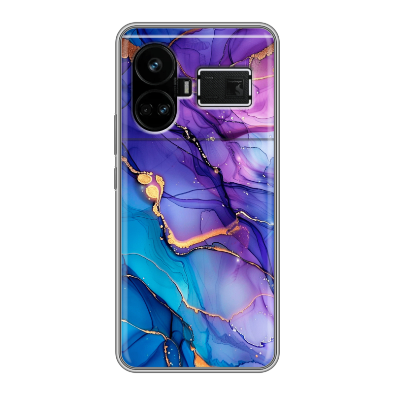 Силиконовый чехол на Realme GT5 с принтом синий мрамор Силиконовый чехол на Realme GT5 с принтом синий мрамор