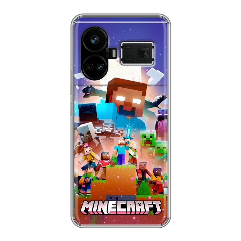 Силиконовый чехол на Realme GT5 с принтом Майнкрафт Minecraft Силиконовый чехол на Realme GT5 с принтом Майнкрафт Minecraft