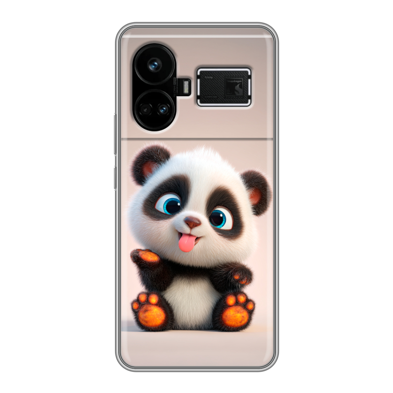Силиконовый чехол на Realme GT5 с принтом милая панда Силиконовый чехол на Realme GT5 с принтом милая панда