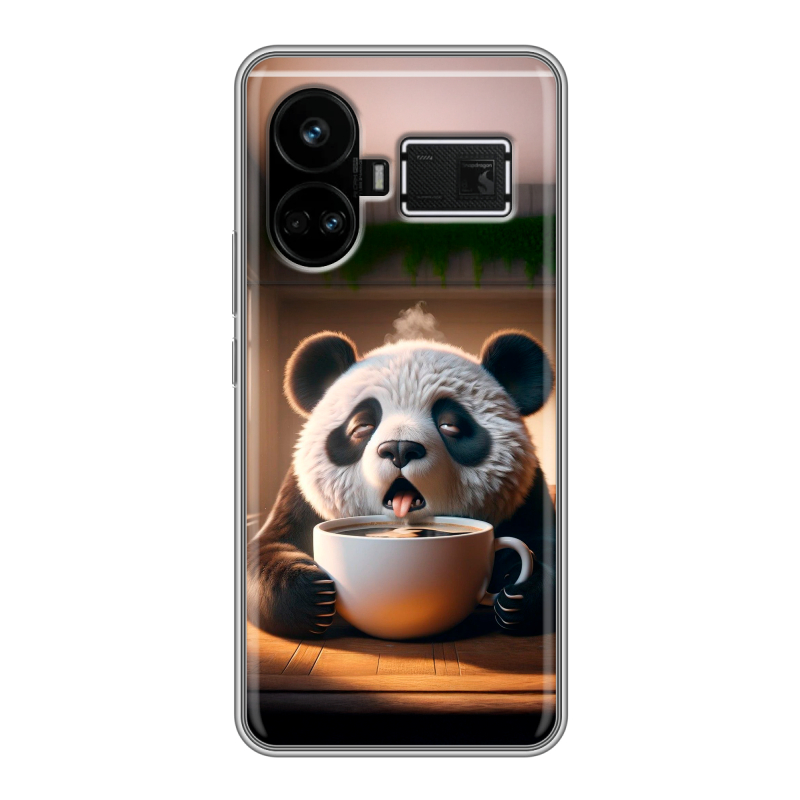 Силиконовый чехол на Realme GT5 с принтом смешная панда Силиконовый чехол на Realme GT5 с принтом смешная панда