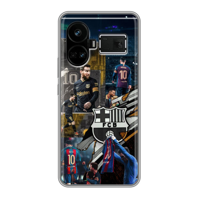Силиконовый чехол на Realme GT5 с принтом Messi Barcelona Силиконовый чехол на Realme GT5 с принтом Messi Barcelona
