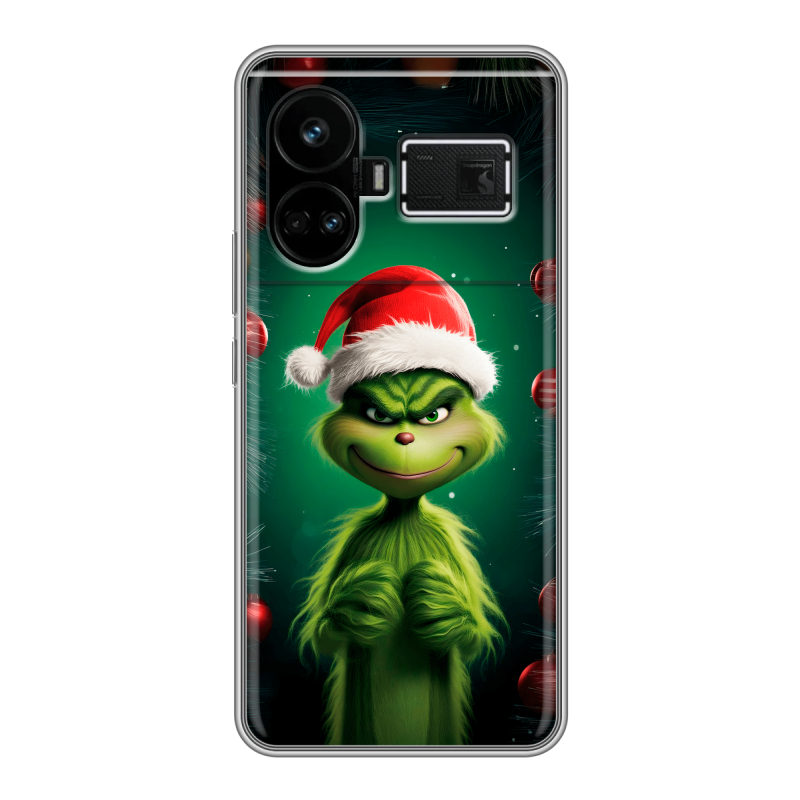 Силиконовый чехол на Realme GT5 с принтом Гринч Новый год Рождество Силиконовый чехол на Realme GT5 с принтом Гринч Новый год Рождество