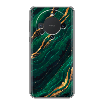 Силиконовый чехол на Huawei Mate 60 с принтом Мрамор зеленое золото