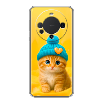 Силиконовый чехол на Huawei Mate 60 с принтом Котенок в шапке