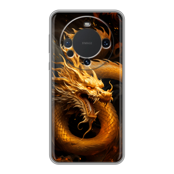 Силиконовый чехол на Huawei Mate 60 с принтом Золотой дракон