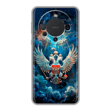 Силиконовый чехол на Huawei Mate 60 с принтом Герб флаг России